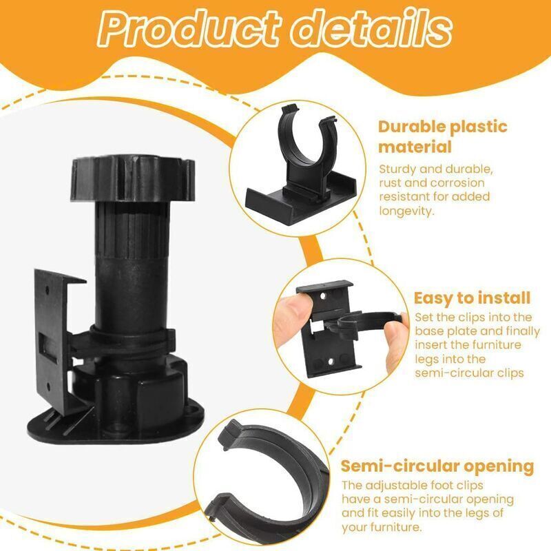 20 pcs Furniture Foot Fixing Clamp 28mm to 32mm Plinth Clamp Screwable Plinth Clamp Kick Plate Clamp Kitchen Plinth Fixing Clamp with 40 Screws โ image 3