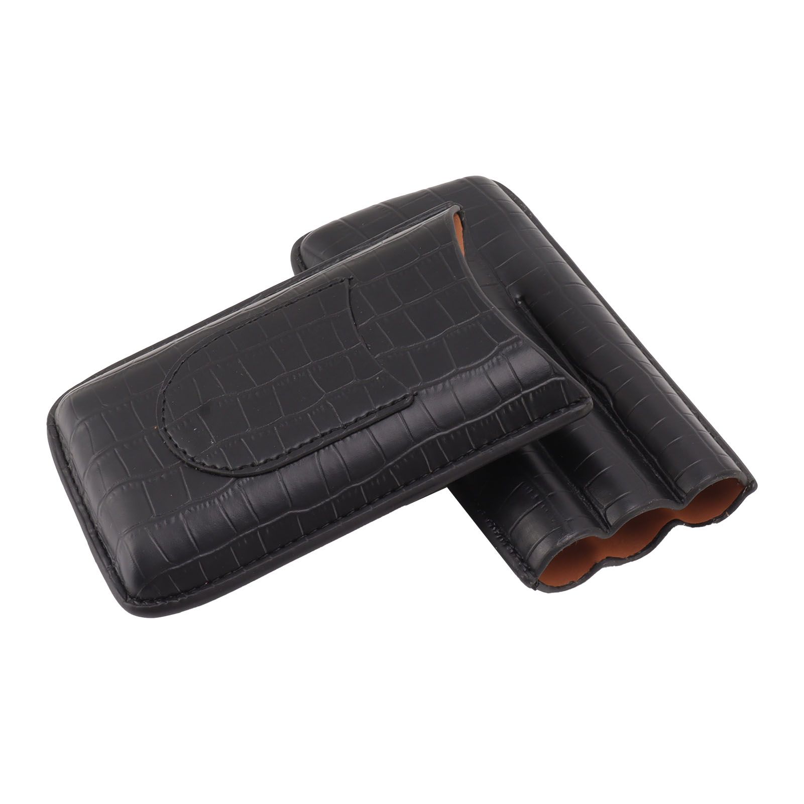 Cigar Holder Portable Tight Stitching Colorfast Lightweight 3 Finger Cigar Humidor Case for Travel Home — image 2