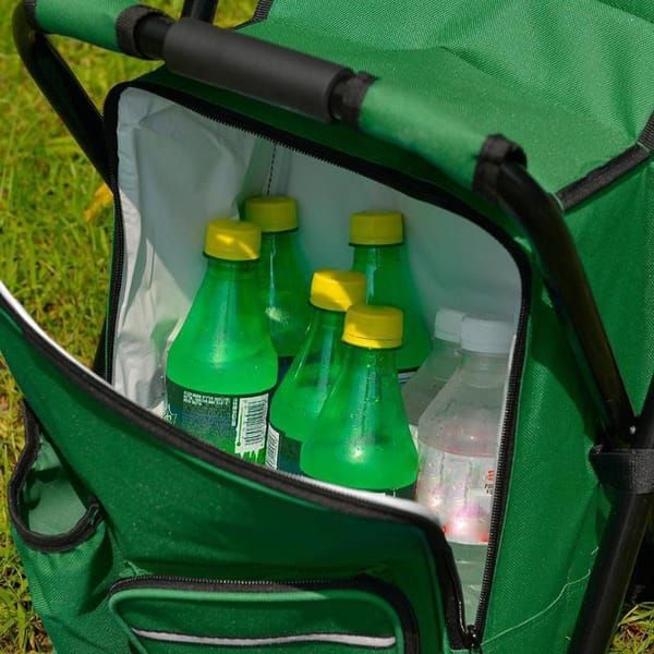 Black Insulated Cooler Backpack Chair, Folding Stool for Picnic & BBQ Outdoor Camping — image 3
