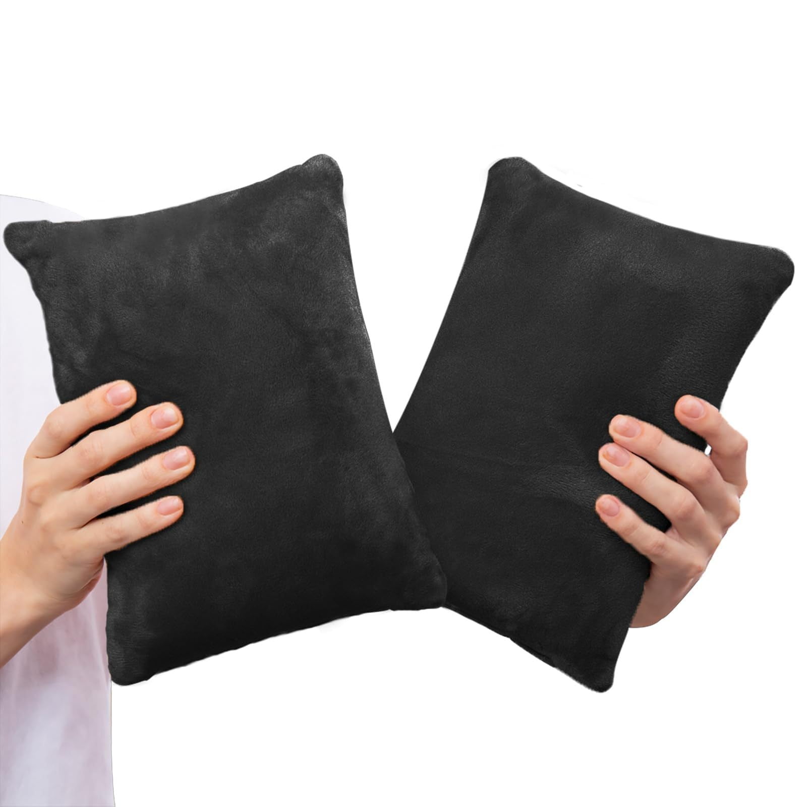 2 Pieces Cooling Memory Foam Mini Pillows, Compact Support Cushions for Travel, Naps, Neck, Knees and Lumbar Support, 28 × 18 cm, Black — image 3
