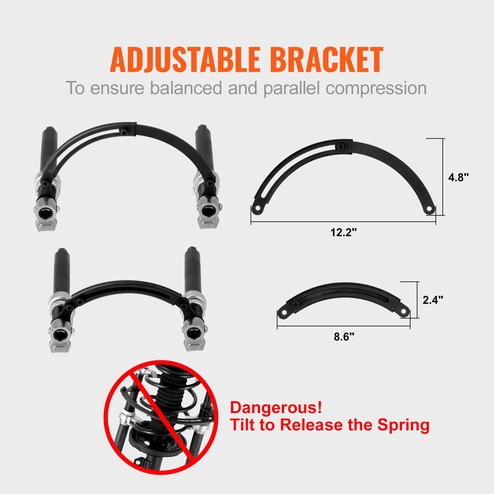 Coil Spring Compressor Tool, 2 pcs Heavy Duty Macpherson Strut Spring Compressor Set, 2646 lbs Strut Spring Compressor with Safety Bracket and Carrying Case โ image 3