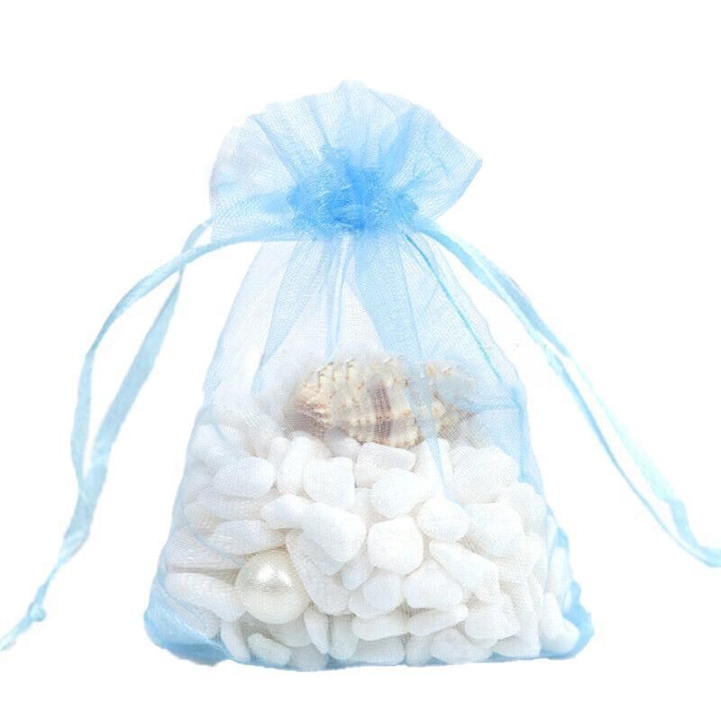 50 pcs Organza Bag Sheer Bags Jewellery Wedding Candy Packaging Sheer Bags 7*9 cm - Light Blue/50PCS
