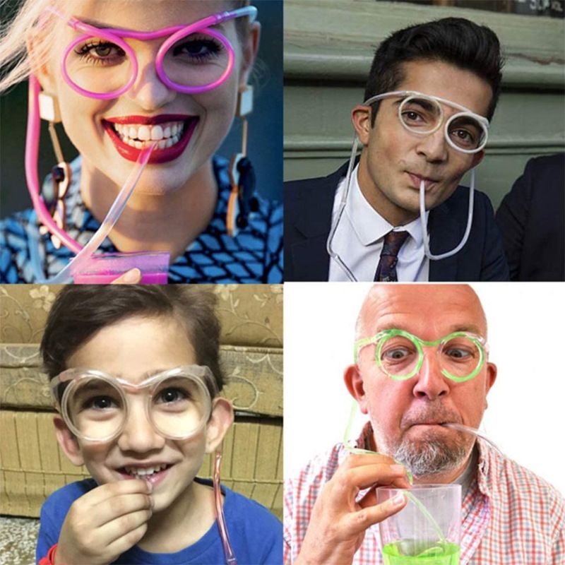10 Pieces Silly Straw Glasses Eyeglasses Straws Eyeglasses Crazy Fun Loop Straws Novelty Drinking Eyeglasses Straw for Annual โ image 5