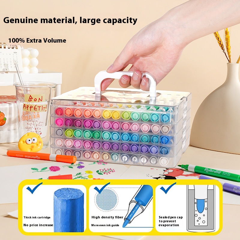 48 Colors Ruibrand Kids Washable Acrylic Markers Set - Non-Toxic, Blendable Art Pens for Students & Artists — image 4