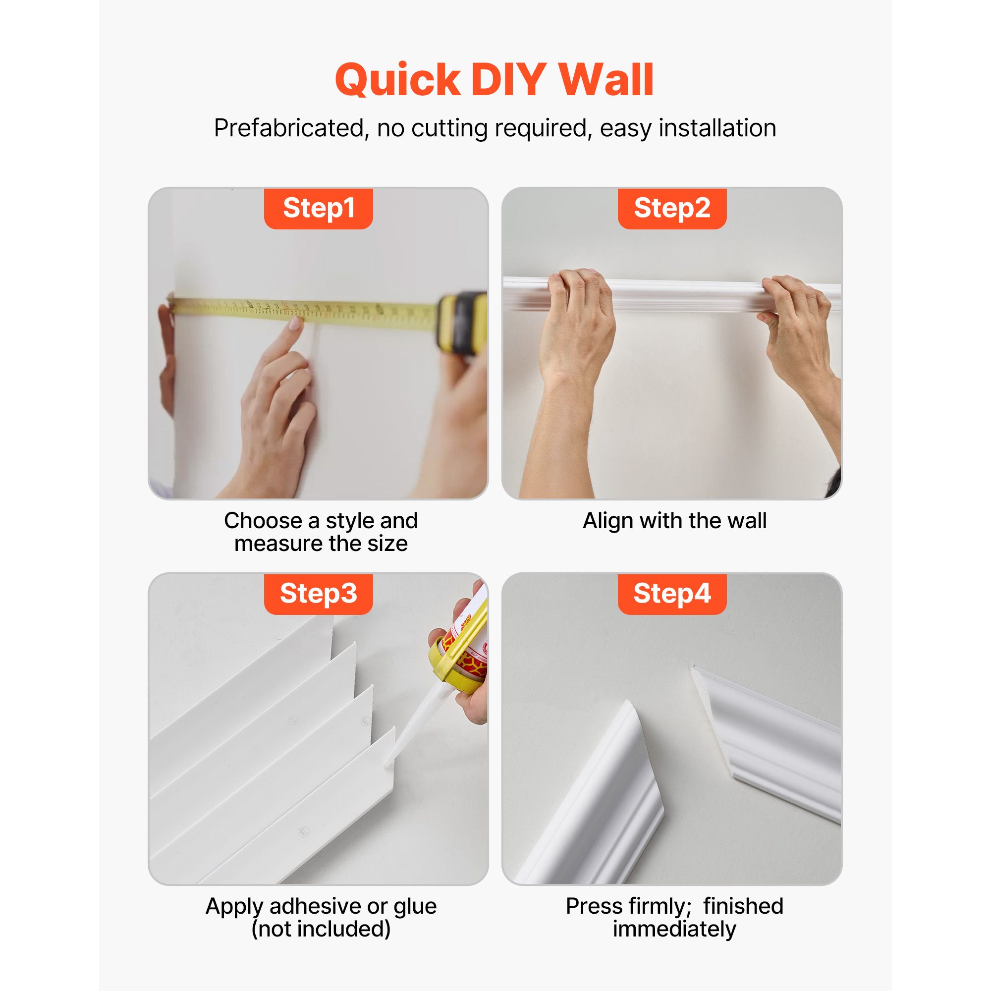 Wall Molding 3 Pack, Wainscoting Panels Kit with Dual-Line Wide & Narrow Profile, Lightweight Paintable Polystyrene, Easy to Install Accent Wall Trim for — image 6