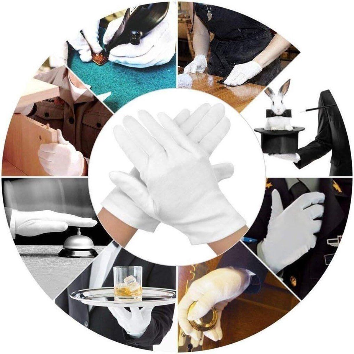 15 Pair Cotton Gloves Soft Breathable Reusable Moisturizing Gloves For Hand Care, Jewelry And Coin Inspection, Costume Wear, White Medium Size — image 4