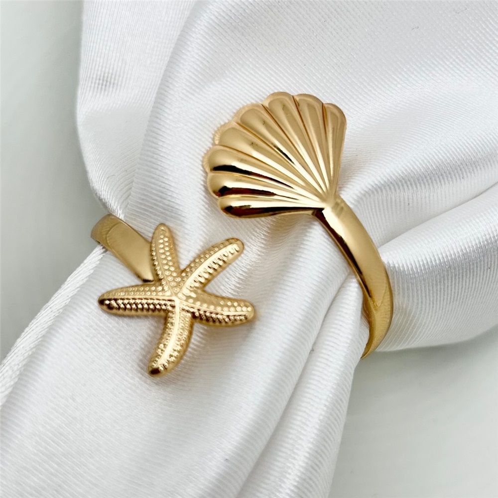 Napkin Rings Set of 12 Coastal Sea Star Napkin Ring Holders for Beach Wedding Pool Party Table Setting,Ocean Nautical Napkin Rings for Hawaii Holiday — image 3