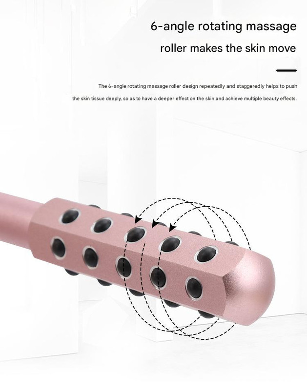 Light Pink Germanium Stone Facial Roller - Uplifting & Sculpting Beauty Massager for Face and Body — image 5