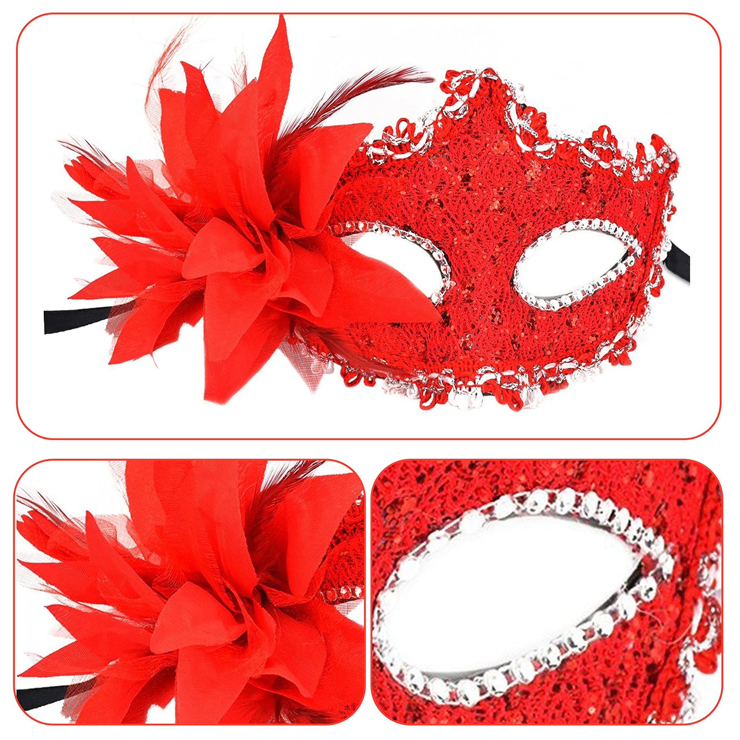 Masquerade Mask Women Venetian Mask with Flower Lace Masquerade for Halloween Christmas Mardi Gras Costume Party — image 4