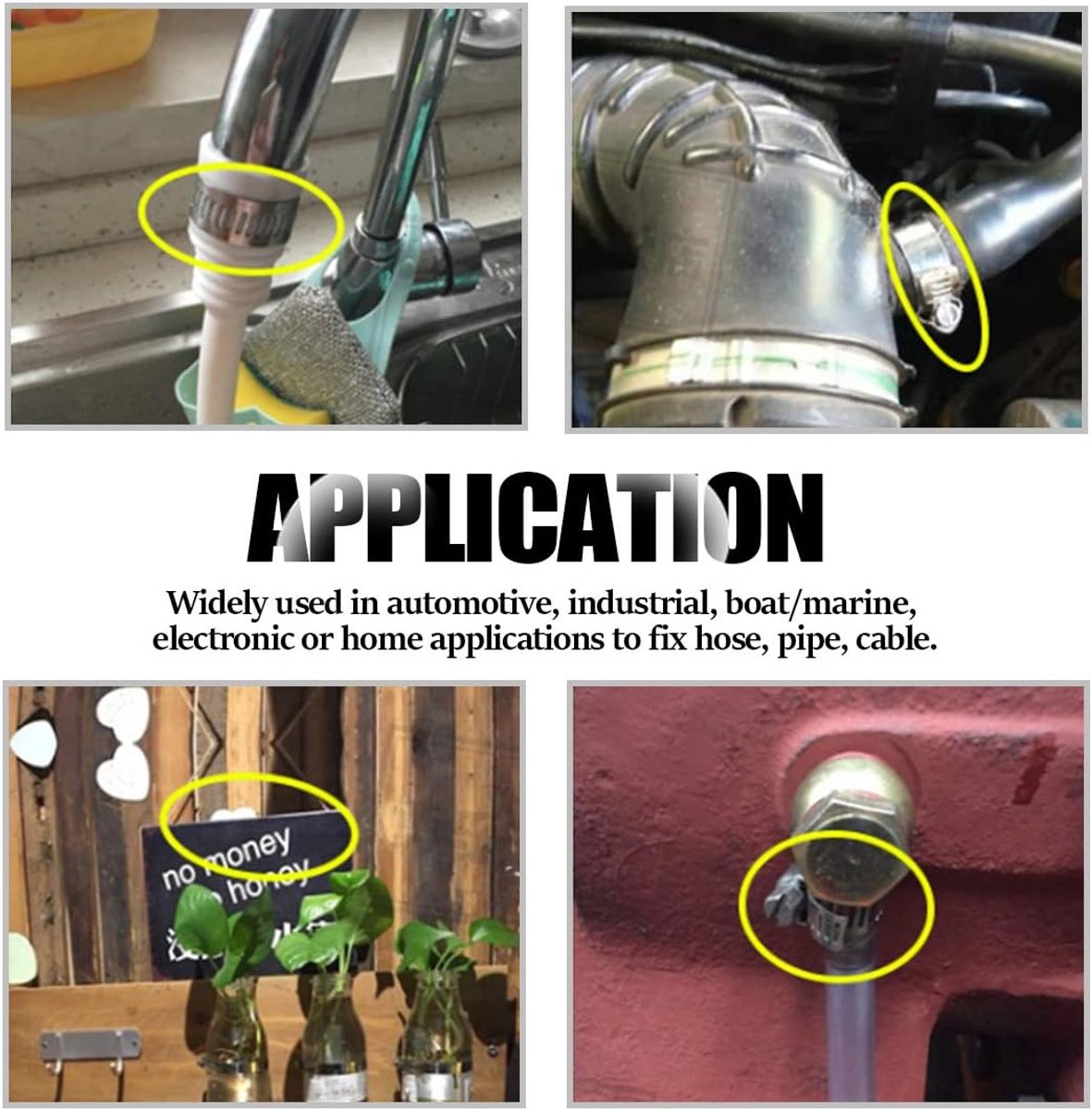 20 pieces - Hose clamp set - hose clamps - 10-16 mm - Clamp set for the garden hose, drain hose or shower hose - silver - stainless steel — image 3