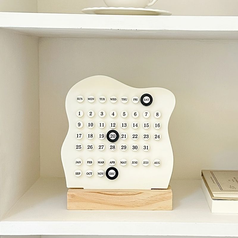 Handmade Perpetual Calendar Ring Table Calendar Desktop Ornament, Made of Acrylic with High Aesthetic Value. Serves As Photo Prop, Ideal for Housewarming