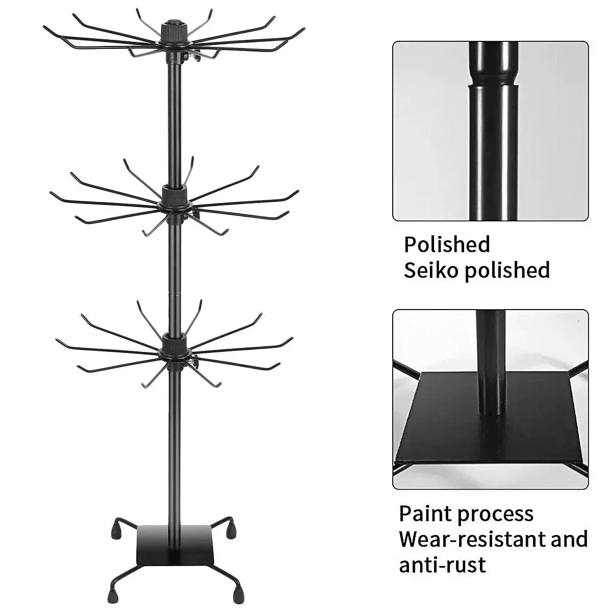 3-Tier Rotating Sock Rack Accessories Hanging Display Stand Organizer for Storage — image 6
