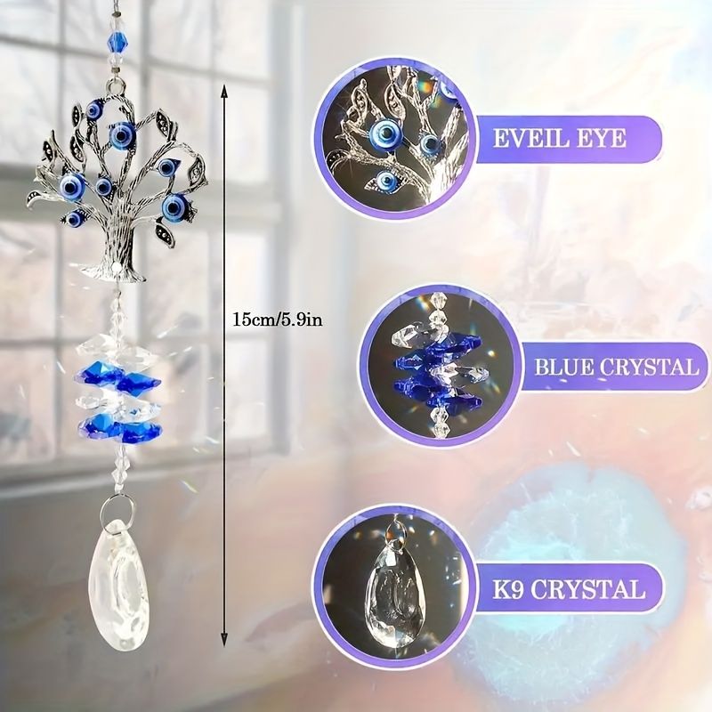 3pc Evil Eye Crystal Sun Capture Pendant Suitable for Home Window Decoration and Garden Hanging Decoration — image 2