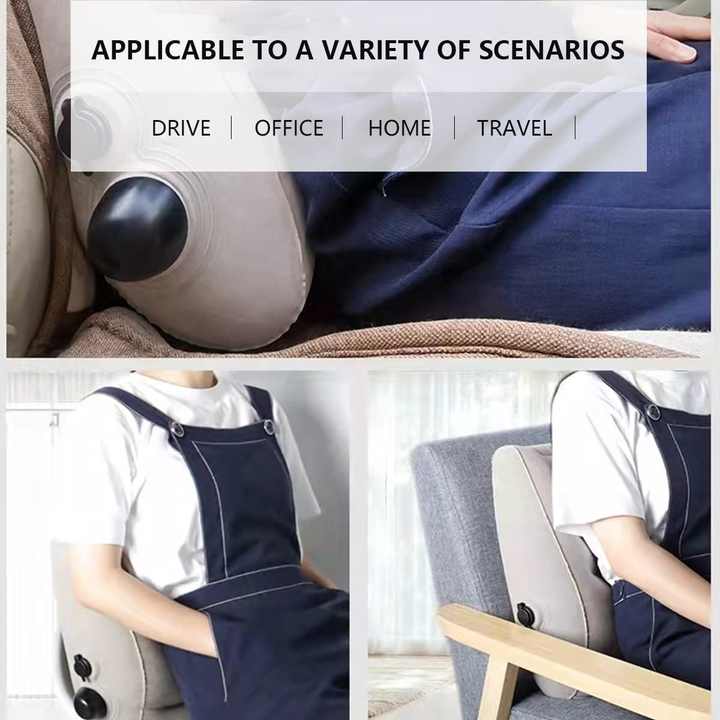 Grey Portable Press-to-Inflate Travel Lumbar Cushion – Lightweight, Supportive Backrest for Flights, Trains, and Office Use — image 3