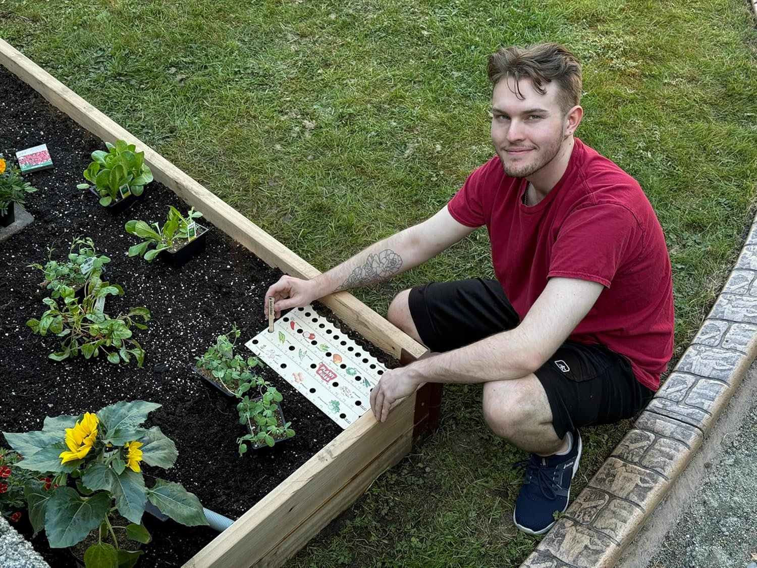 Plant Ruler by – Wooden Seed Spacing Tool for Vegetable Gardens – Garden Planting Guide for Precise Row Planting in Raised Beds & In-Ground Soil — image 3