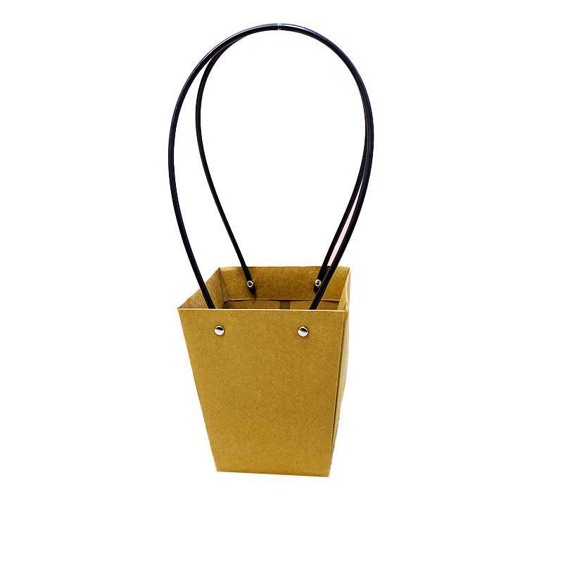 25x Kraft Paper Bag Flowers Waterproof Bouquet Basket Gift Box With Handle - 25PCS-Sq Small — image 6