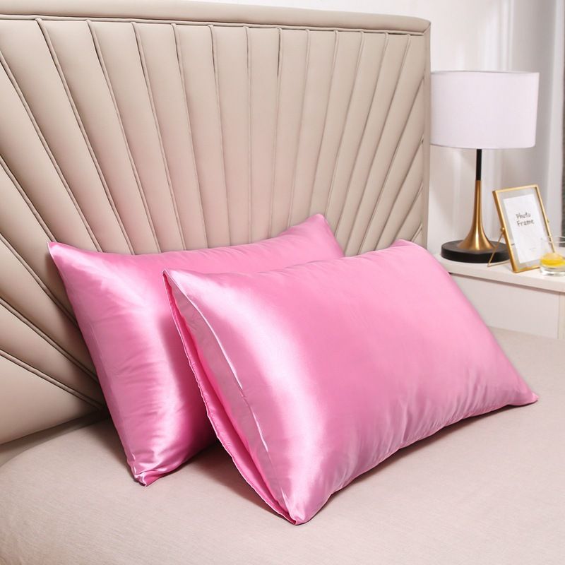 Pillowcase Polyester 60 Thread Count Solid Color Cherry Blossom Pink 48 × 74cm【pack of 2】