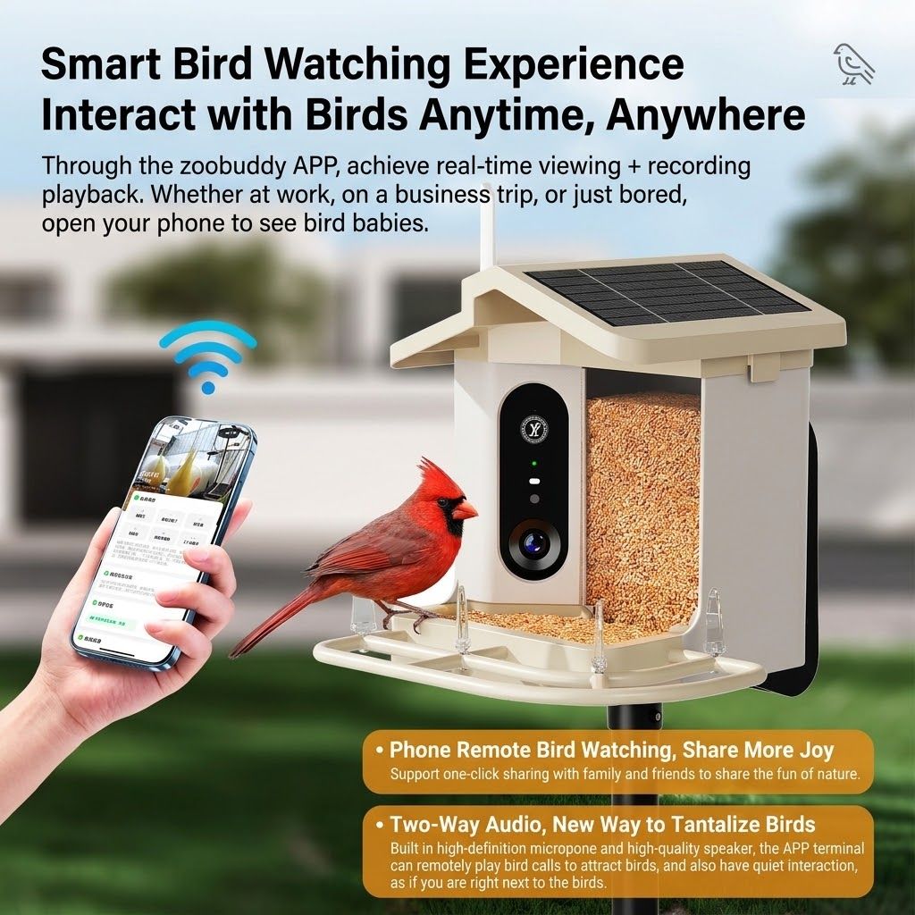 Smart Bird Feeder with 2K-4K Ultra HD AI Bird Recognition, Solar-Powered Outdoor Camera Feeder for Garden, Balcony, or Tree Mounting — image 6
