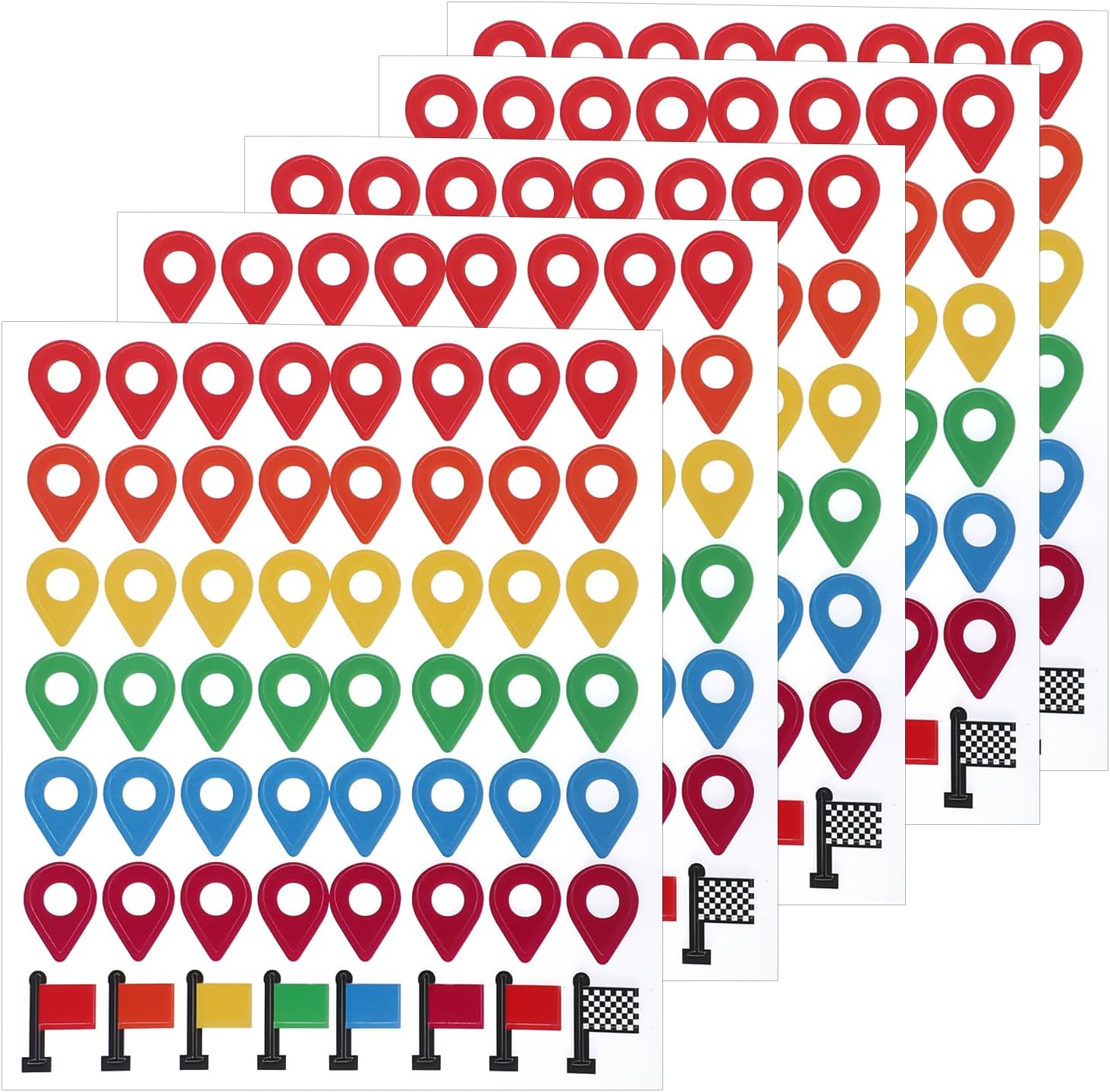 280Pcs Map Location Position Stickers,Self Adhesive Map Markers Indicator Labels Colorful Tracking Stickers for Marking Camping Adventure Sites Travel Journal