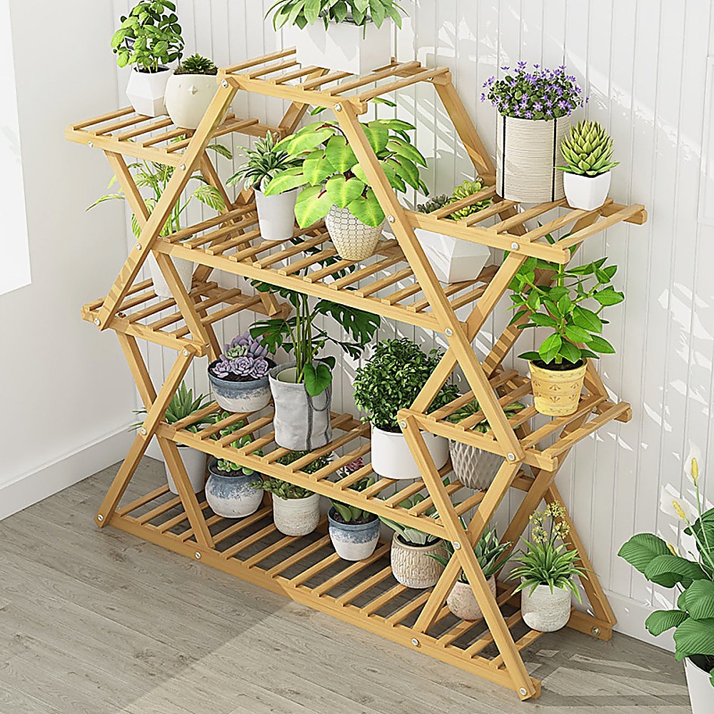 Bamboo Multilayer Flower Plant Bonsai Rack Shelf Stand Porch Lawn Patio — image 4