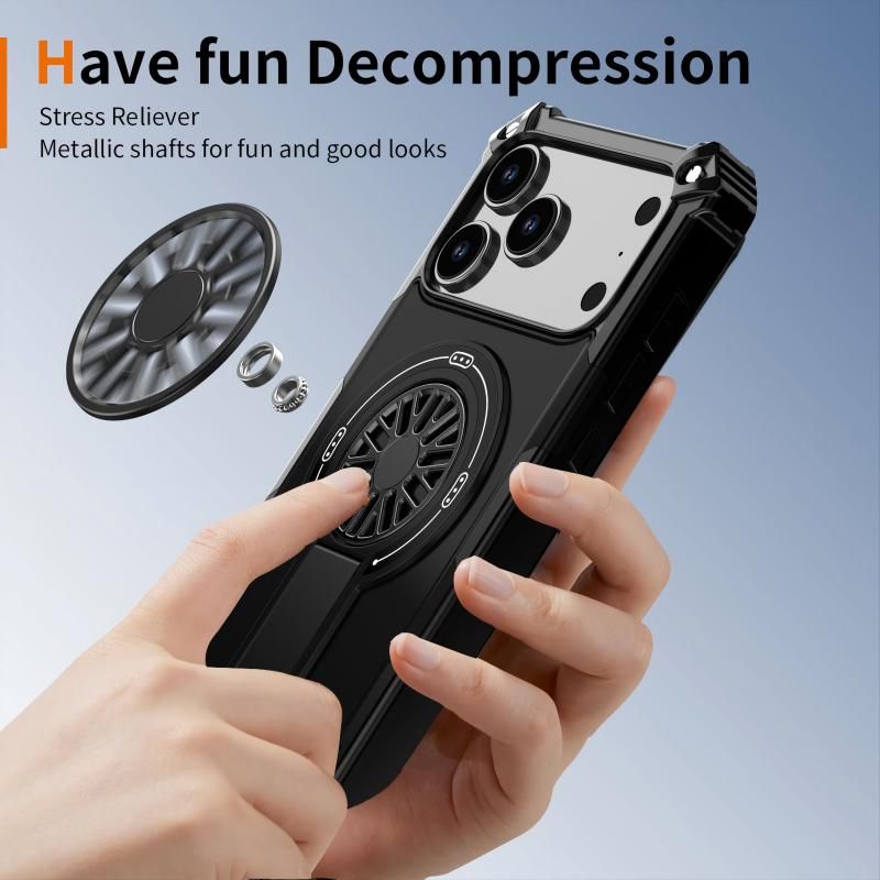 Armor Heavy Duty Magnetic Rotating Ring Kickstand Phone Case For iPhone 15 Pro Max, Anti-Drop Protective Cover In Black โ image 4