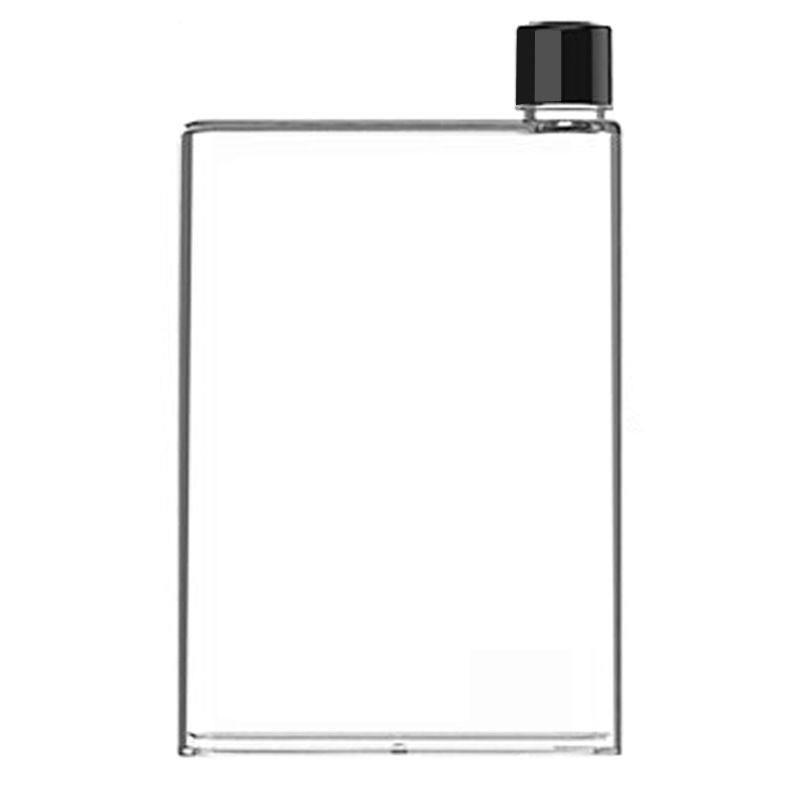 Clear Reusable Slim Flat Water Bottle 420ml - Fits in Pocket Random Corner. Transparent Portable Cup for School,Sports, Travel