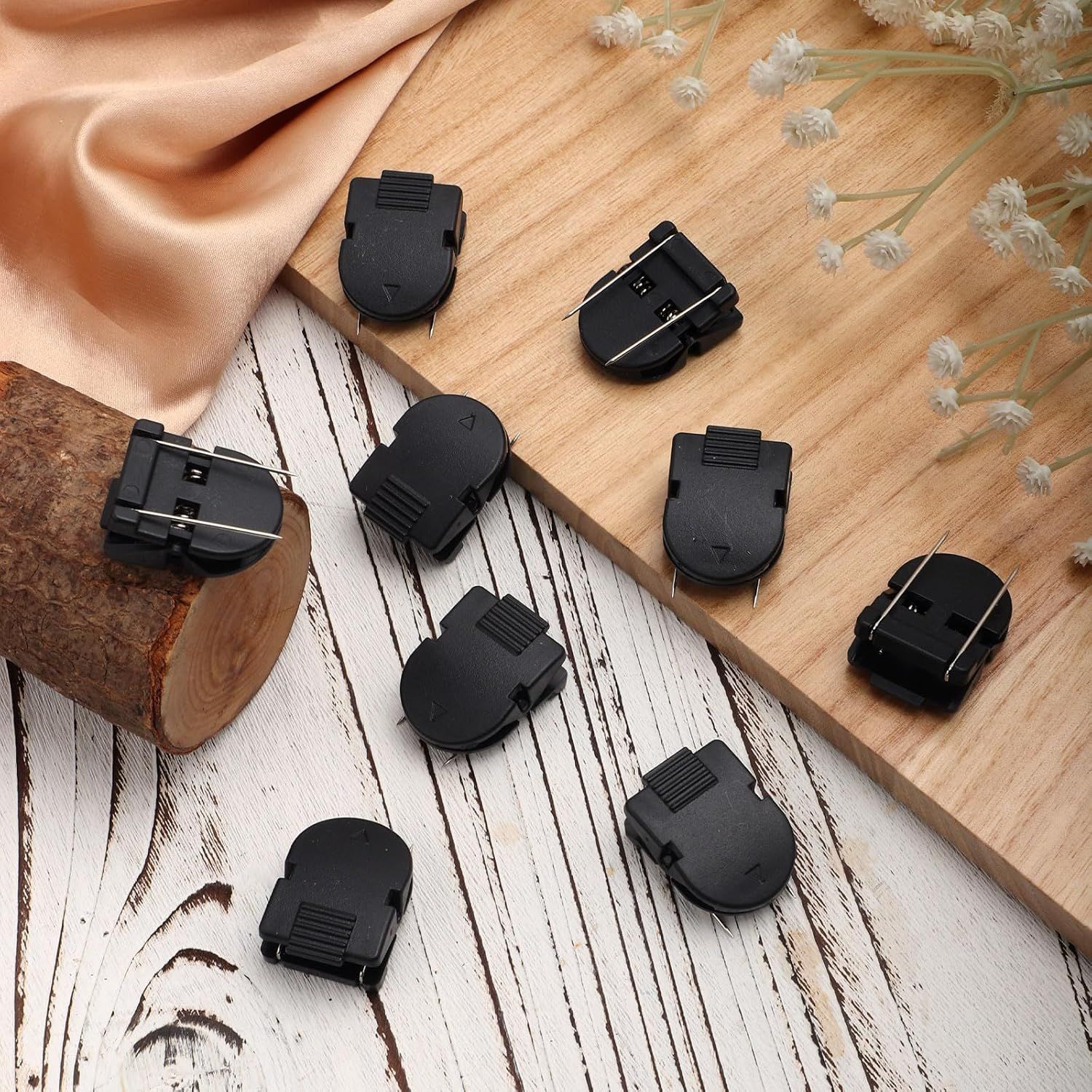 12pcs Cubicle Clips for Fabric Walls, Plastic Stainless Steel Fabric Panel Wall Clips Cubicle Hooks Cubicle Wall Accessories for Picture Note Memo Hanging — image 2