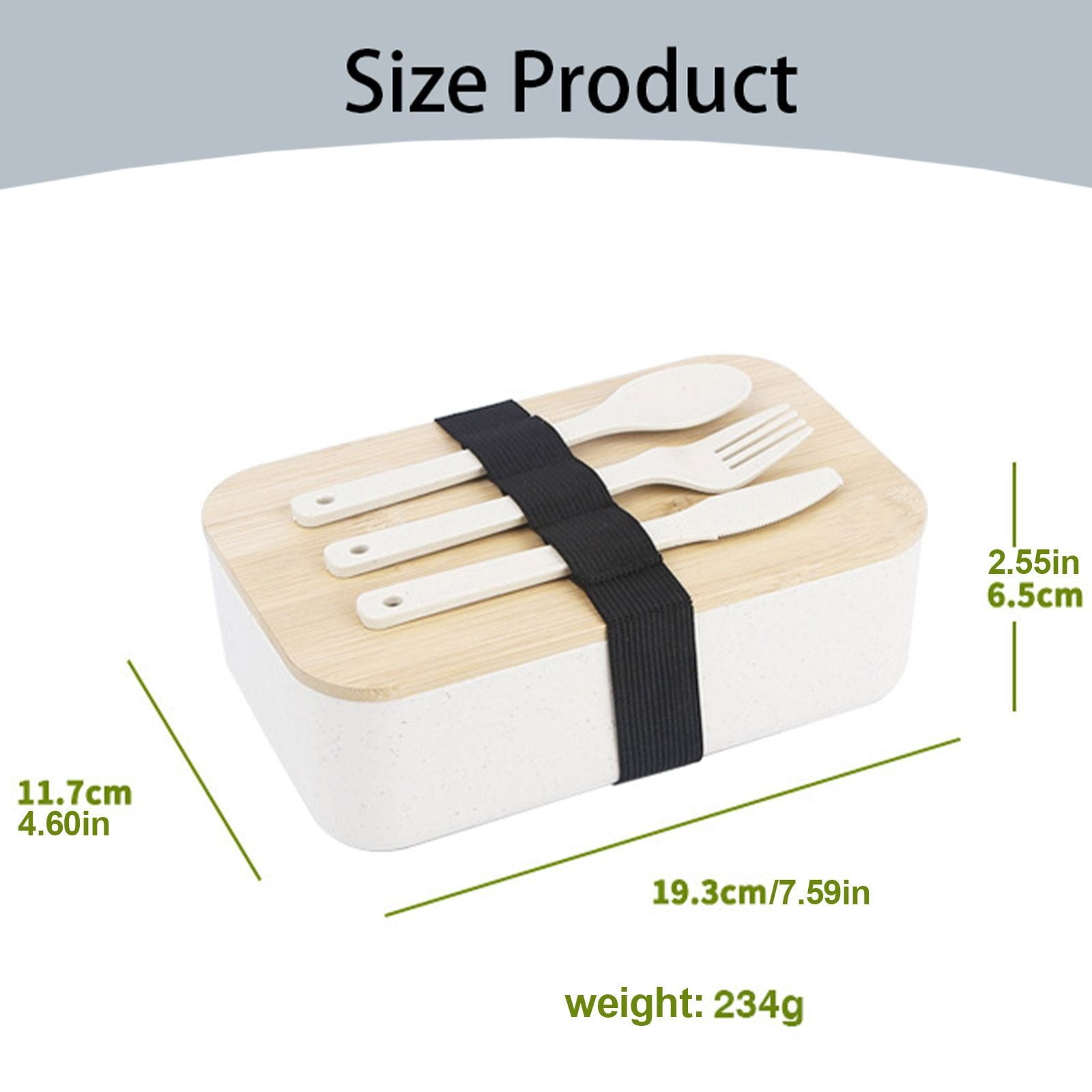 2-Layer Bento Lunch Box with Spoon and Fork, Divided Food Storage Container for Work, School, Travel and Everyday Meals, Beige — image 3