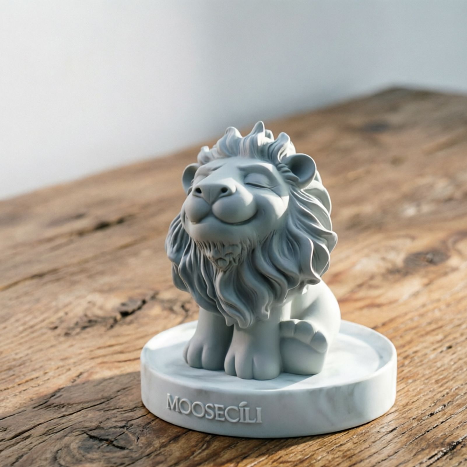 Smiling Lion Gypsum Statue - Handcrafted Plaster Aromatherapy Diffuser & Artistic Home Decor for Shelf, Desk, and Bedroom - Minimalist White Animal Sculpture — image 6