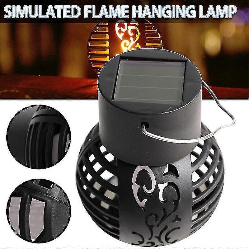6 Led Solar Powered Flickering Flame Light Hanging Lantern Lamp Garden Decor โ image 3