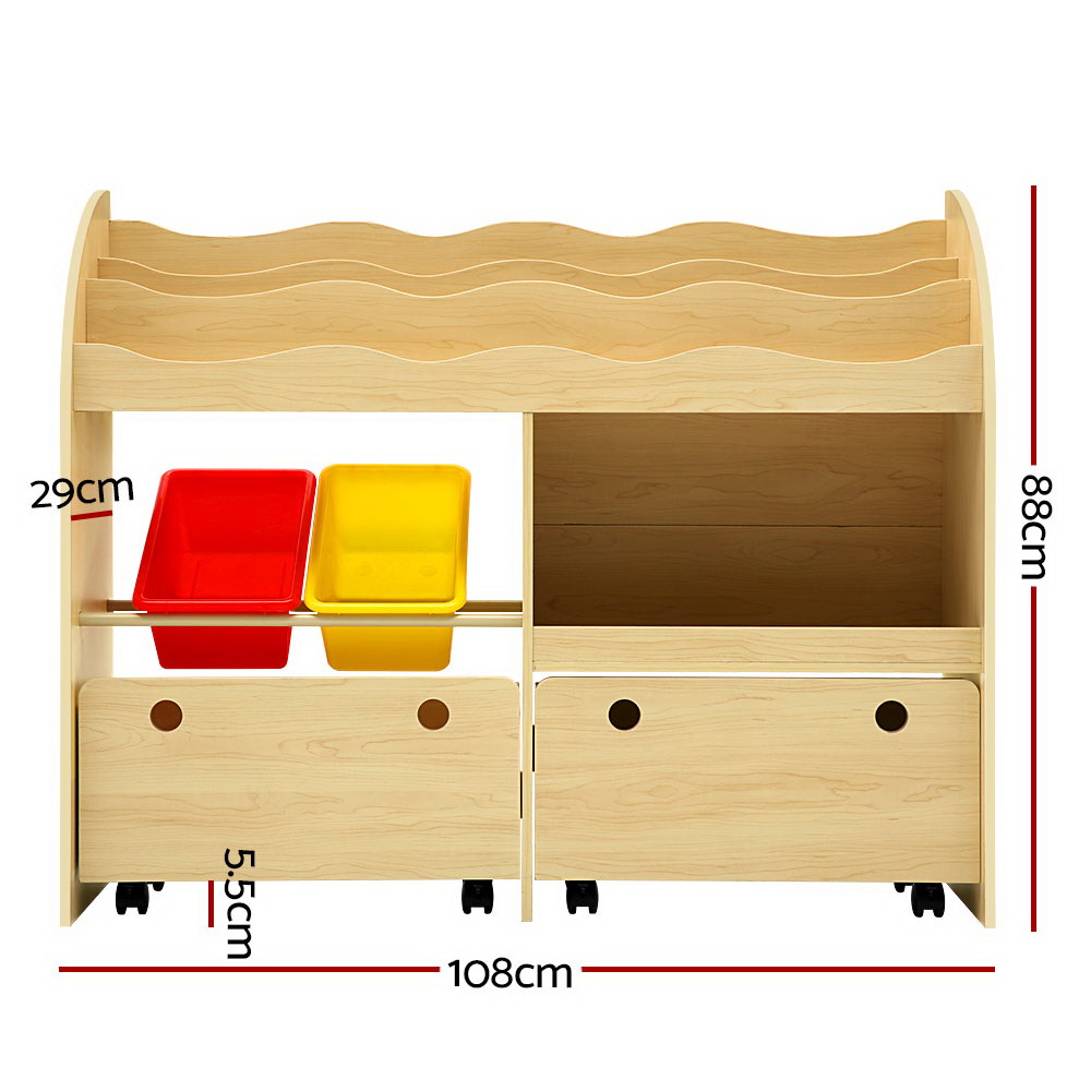 Keezi 3 Tiers Kids Bookshelf Storage Children Bookcase Toy Box Organiser Display โ image 4