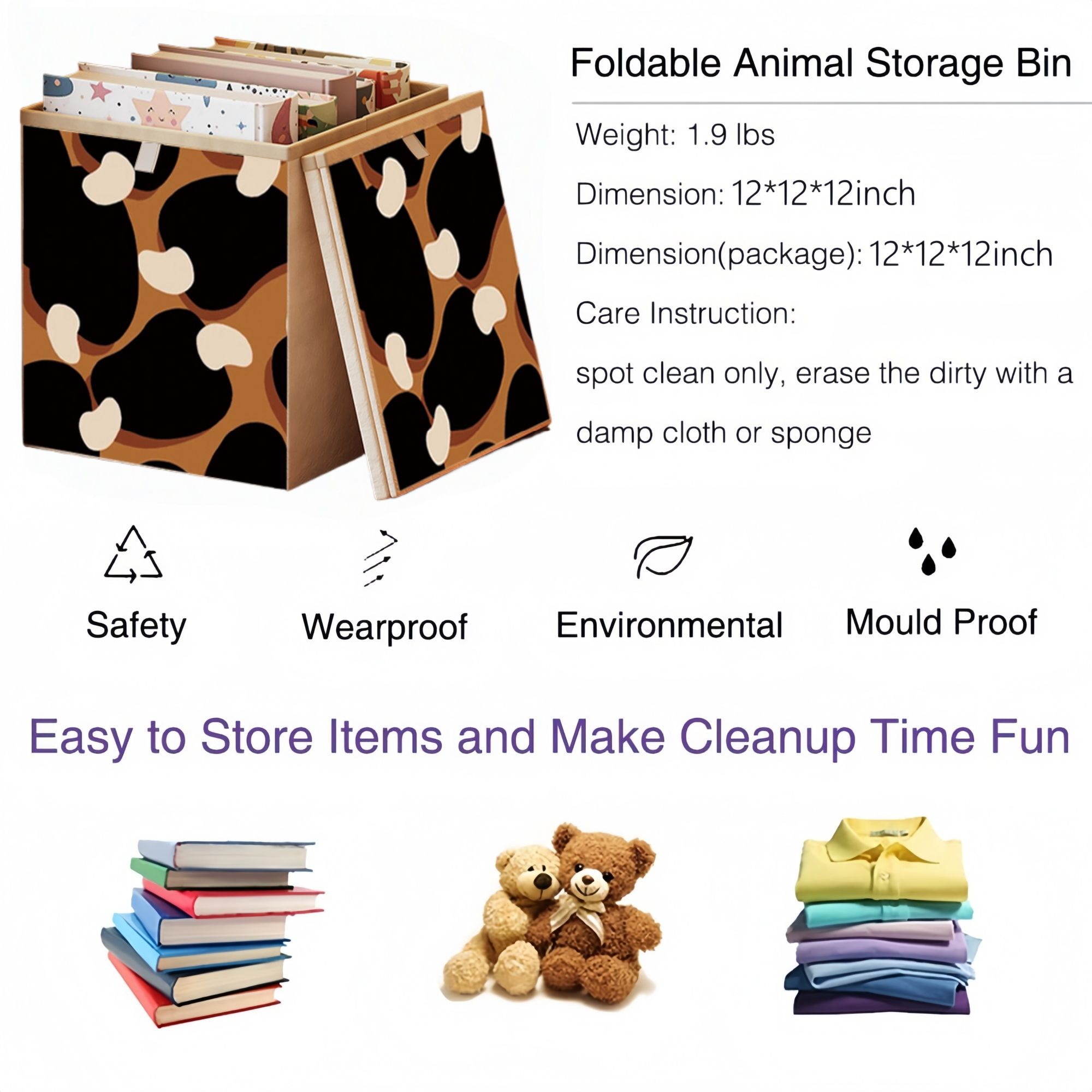 2 Packs Collapsible Storage Bins, Retro Style Foldable Storage Box for Toys, Clothes, Books, Closet & Shelves, Durable Home Storage Basket Organizer — image 2