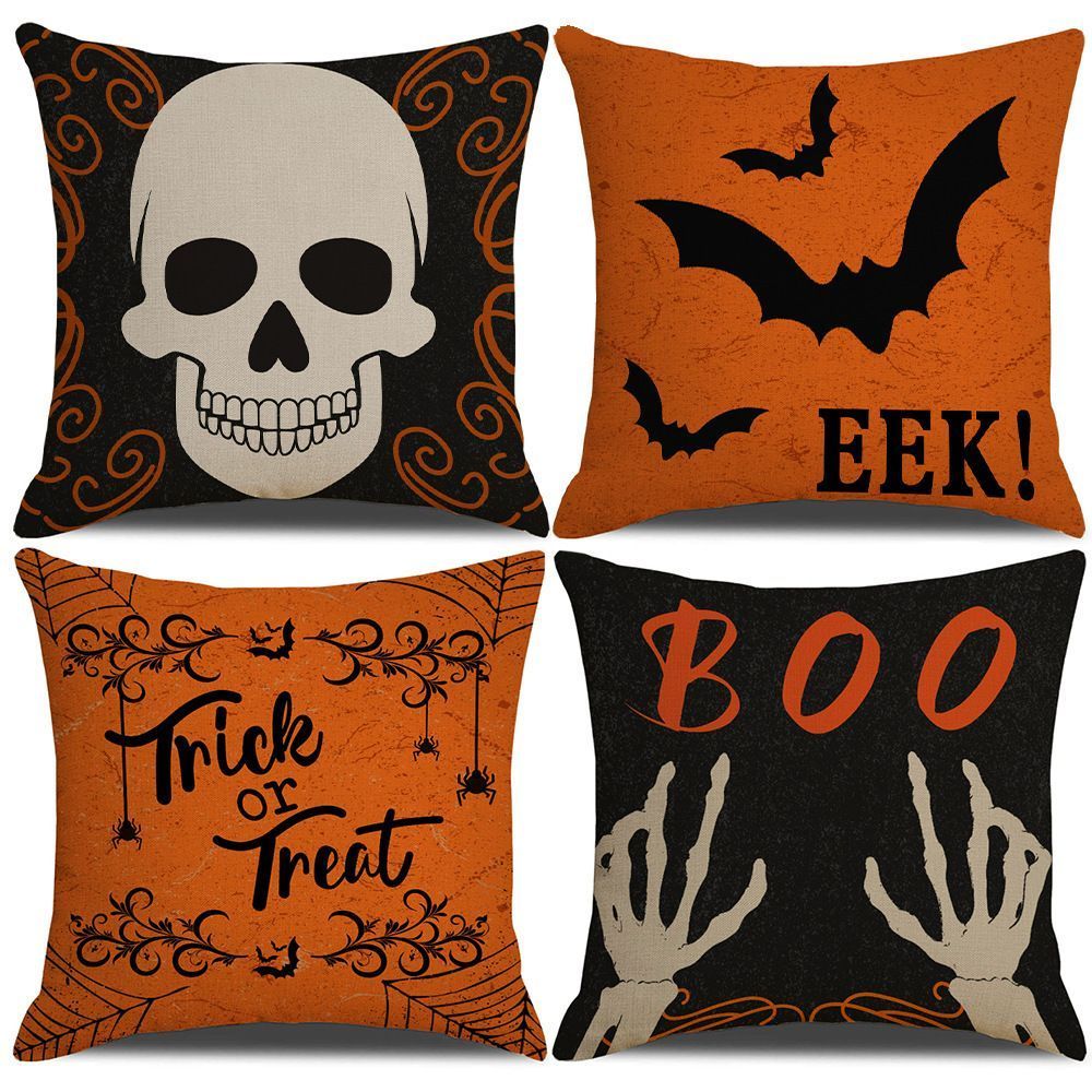 4PC Themed Home Pillow Cover, Designed For Halloween & Christmas, Style 23, Suitable For Sofa, Living Room, Bedroom, 45 × 45cm Does Not Include Pillow Core