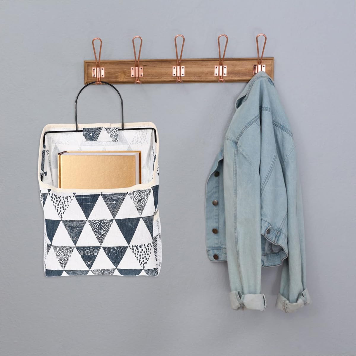 Single pocket wall hanging fabric organizer, durable and space-saving design, perfect for bedroom, dorm, bathroom and office storage. Ideal for students — image 5