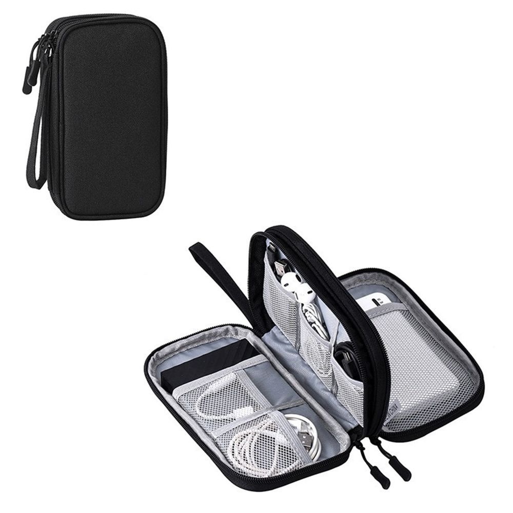 Electronic Organizer, Portable Travel Double Layers Cable Storage Pouch with Compartment, Electronic Accessories Carry Case Waterproof All-in-One Storage Bag for Cord Charger Power Bank