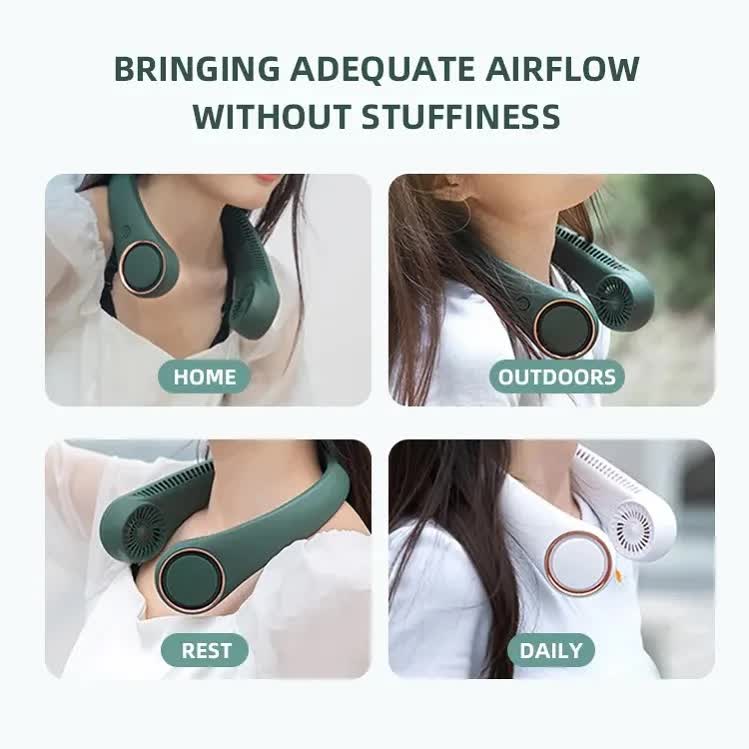 Portable Neck Fan 4000mAh Rechargeable Bladeless Personal Fan 3 Speeds Quiet Hands Free Cooling Device with 360 Airflow USB Type-C for Travel Outdoor Blue โ image 3