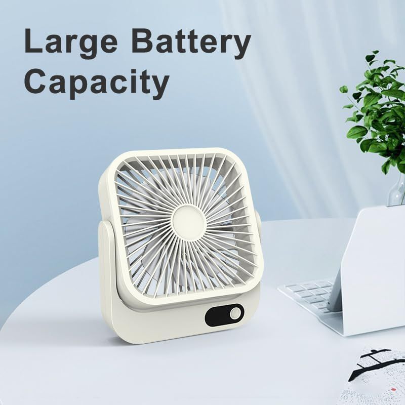 Magnetic Rechargeable Mini Desk Fan with 5-Speed LED Display for Office, Dorm & Bedside Use (White) — image 2