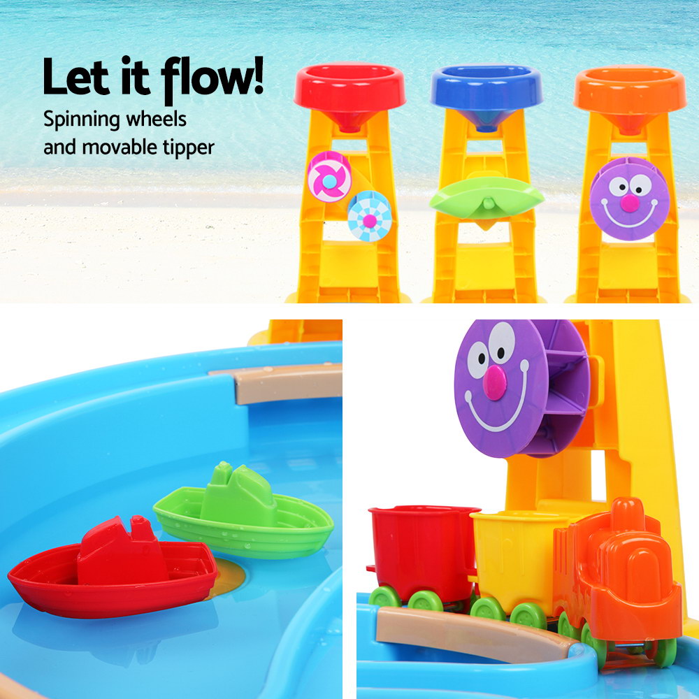 Keezi Kids Sandpit Pretend Play Set Water Sand Table Children Outdoor Toy Umbrella โ image 6