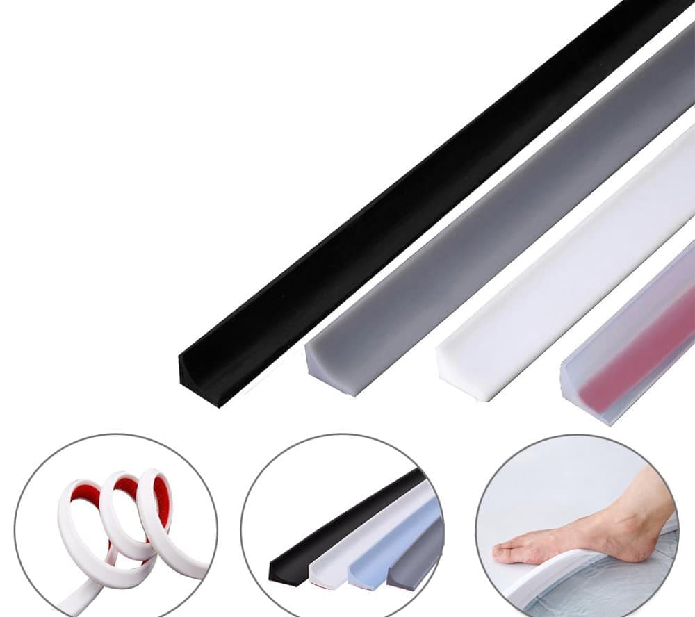 Self-Adhesive Shower Strip Water Barrier, 3 m, Gray, 5 Colors, Multiple Lengths