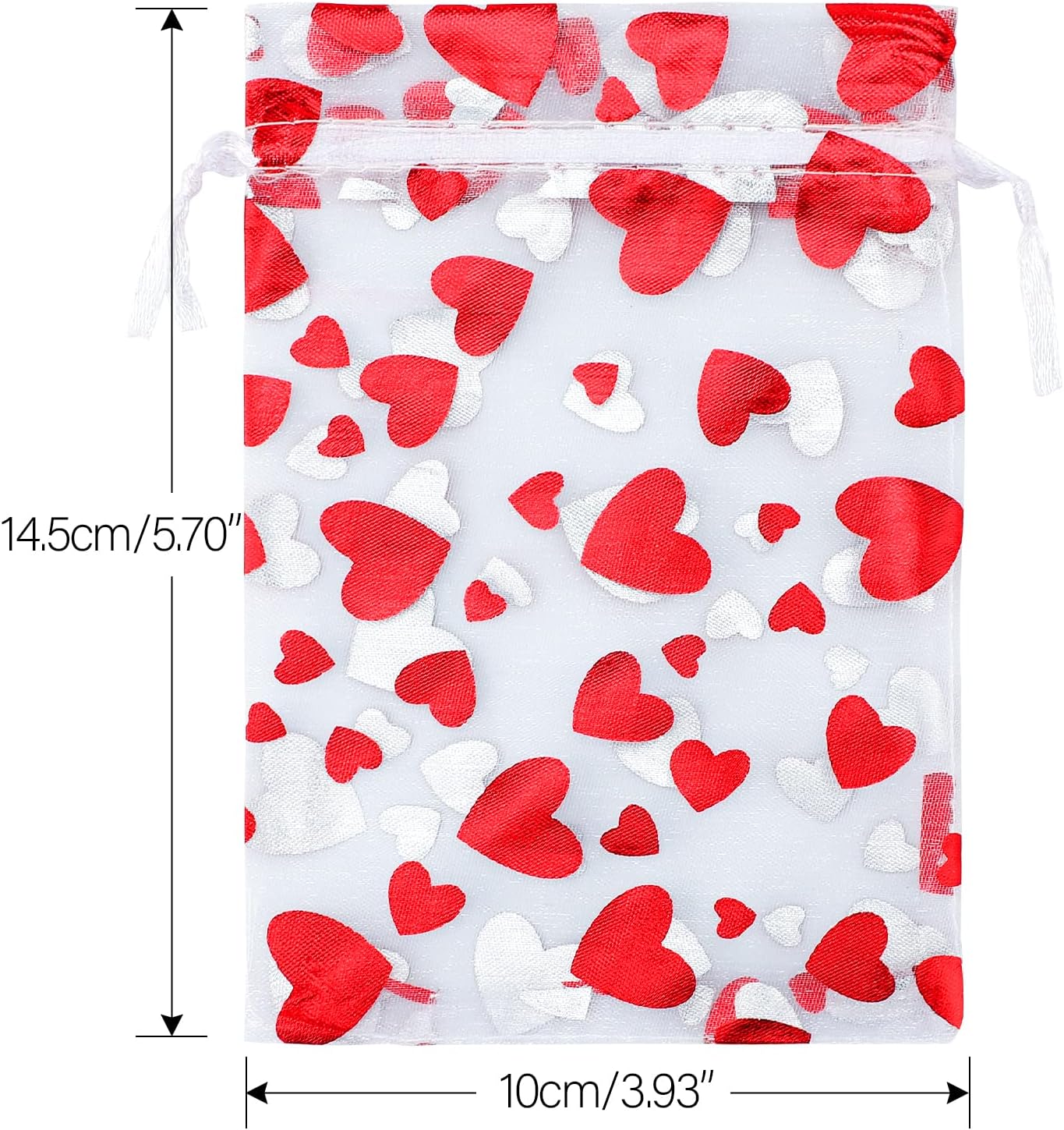100 Pcs Red Organza Favor Gift Bags,4x6inch Valentine's Day Drawstring Gift Bags,Jewelry Gift Pouches Mesh Party Favor Bags — image 2