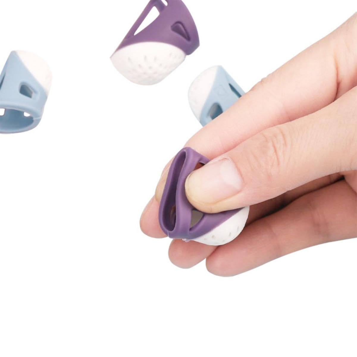 Sewing Thimble Finger Protector Silicone Rubber Anti Sticking Finger Guard for Handmade Home Sewing Patchwork DIY Crafts 6Pcs — image 2