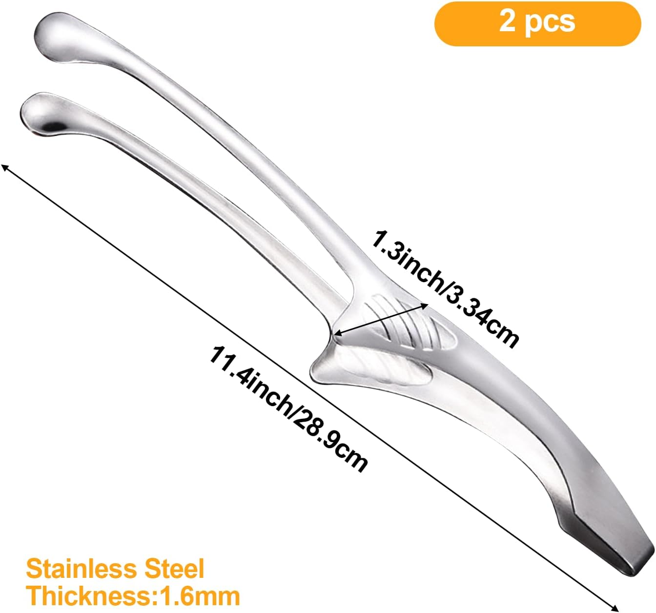 2 Pack Stainless Steel Tongs 29cm Long Handle for BBQ and Kitchen Use Silver — image 2
