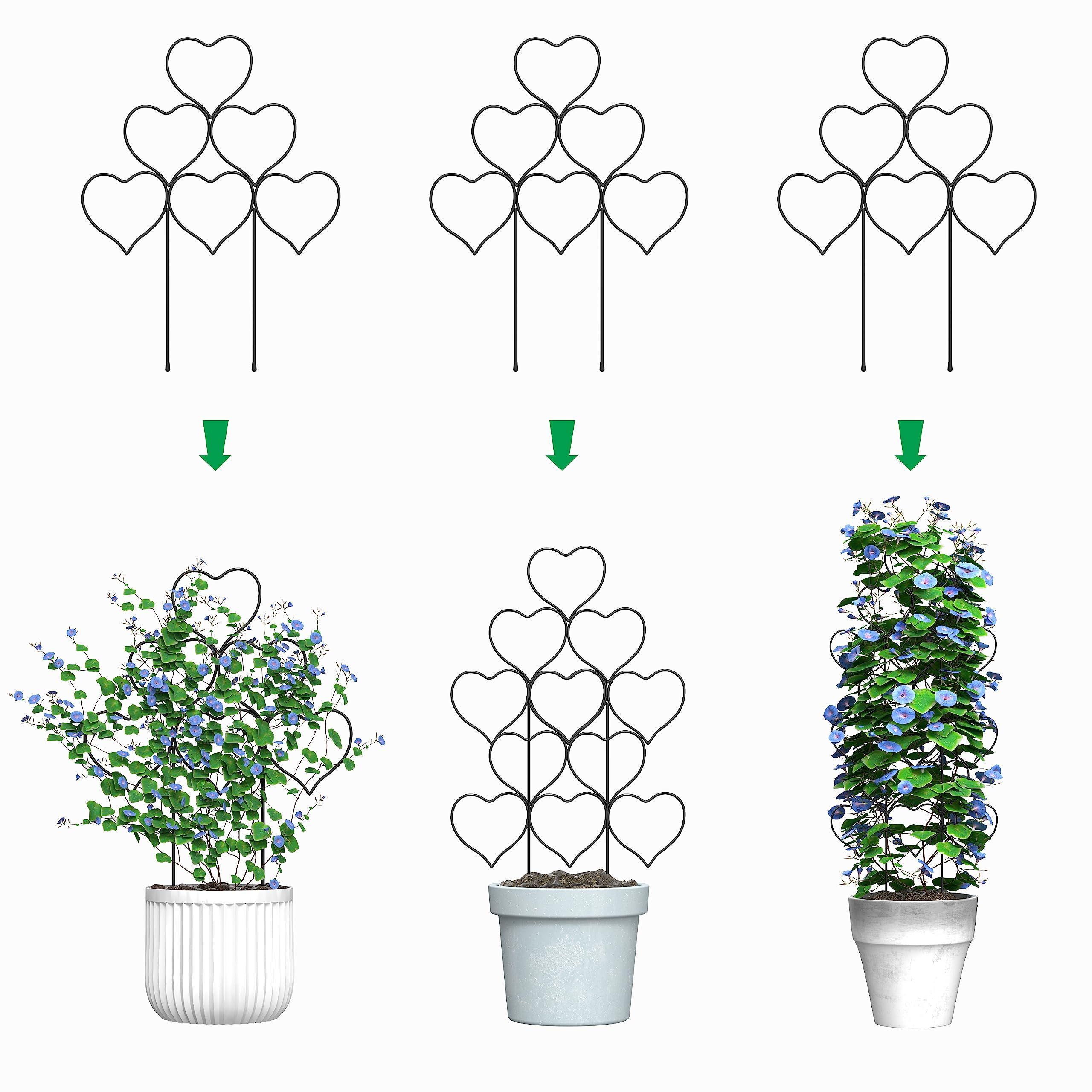 Indoor Plant Trellis for Climbing Plants, Stackable Garden Trellis for Potted Plants, Small House Plant Trellis 3 Pack