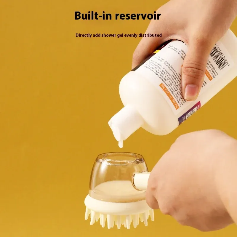 3 in 1 Pet Bath Brush Liquid Foaming Massage Brush, Yellow, 18 cm โ image 4
