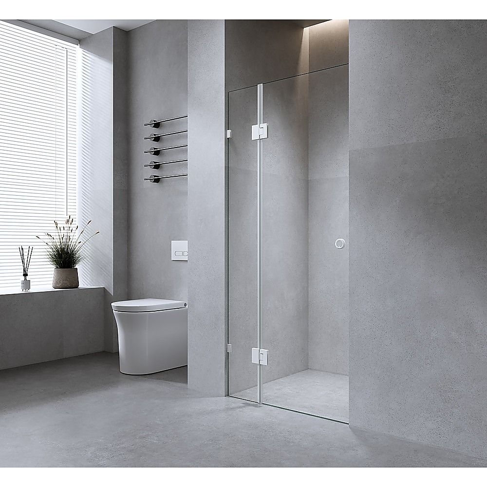 100cm Wall-to-Wall Frameless Shower Screen with Gold Brackets, SS Hinges & U-Brackets โ image 2
