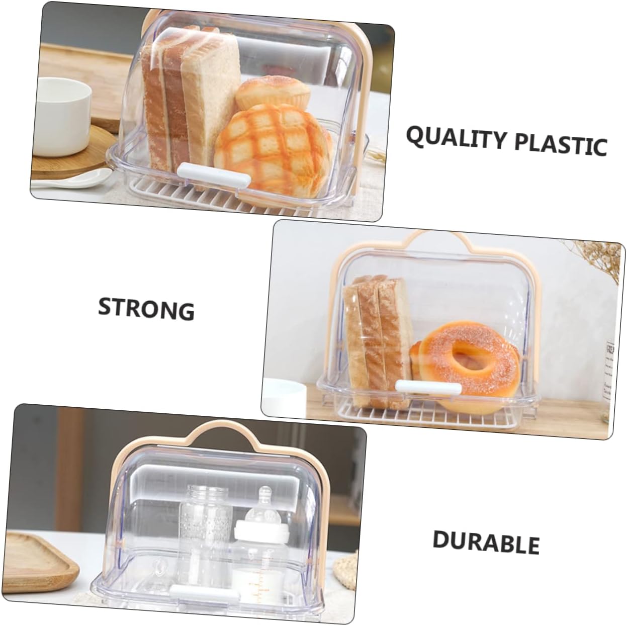 Transparent Food Storage Container with Lid and Drip Tray for Bread Milk Packaging — image 3