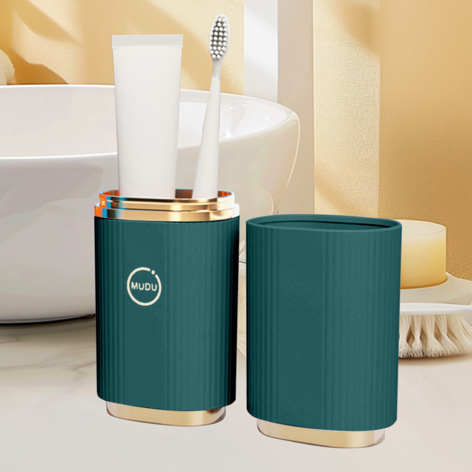 1 Piece Travel Toothbrush and Mouthwash Cup Set, Portable Plastic Brushing Kit with Integrated Base, Non-Slip Handle, Space-Saving, Green โ image 5