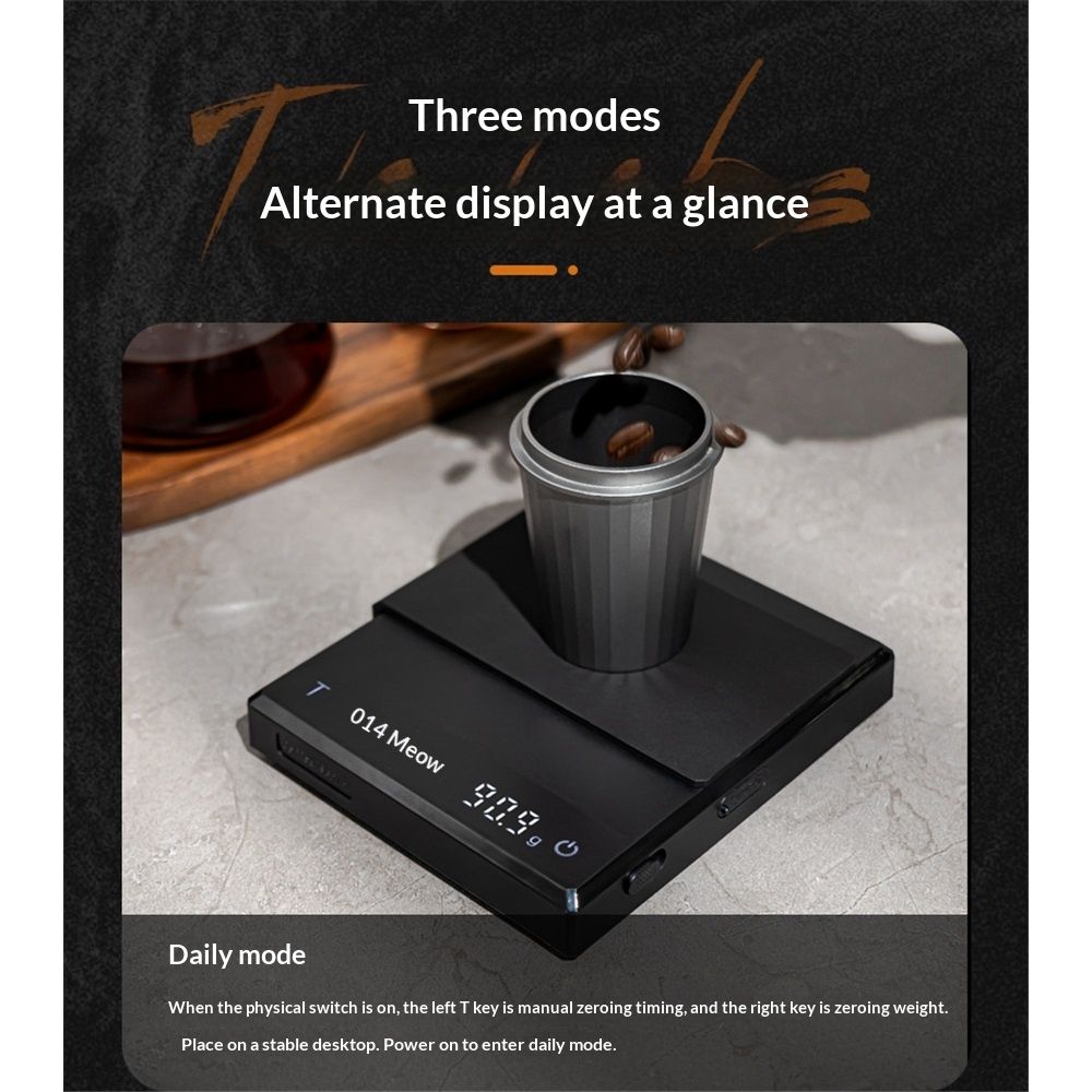 Espresso Scale with Timer,Small Coffee Scale with Solid-Liquid Detection,Auto Tare Digital Coffee Bean Scale,0.1g Accurate Weighting,3 Mode,Black(0.3g-2000g) — image 2