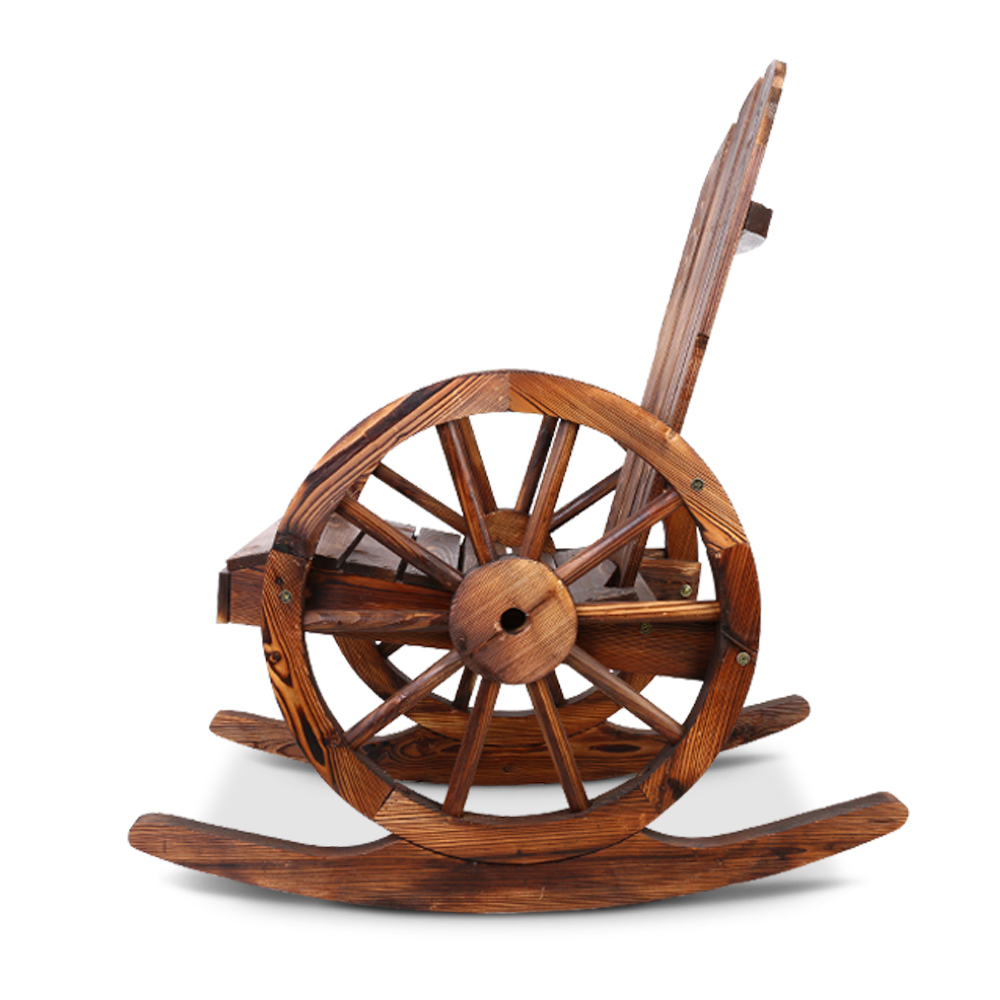 Gardeon Wagon Wheels Rocking Chair - Brown — image 4