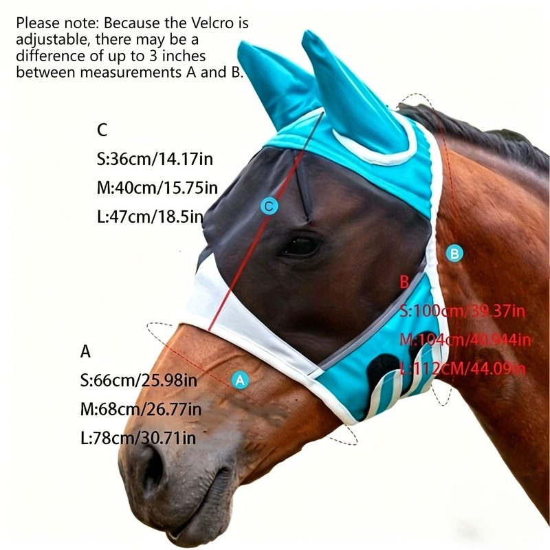 Breathable Horse Face Mask - Mosquito, Insect, and Fly Protection - Equestrian Racing Head Cover - Black - L — image 6